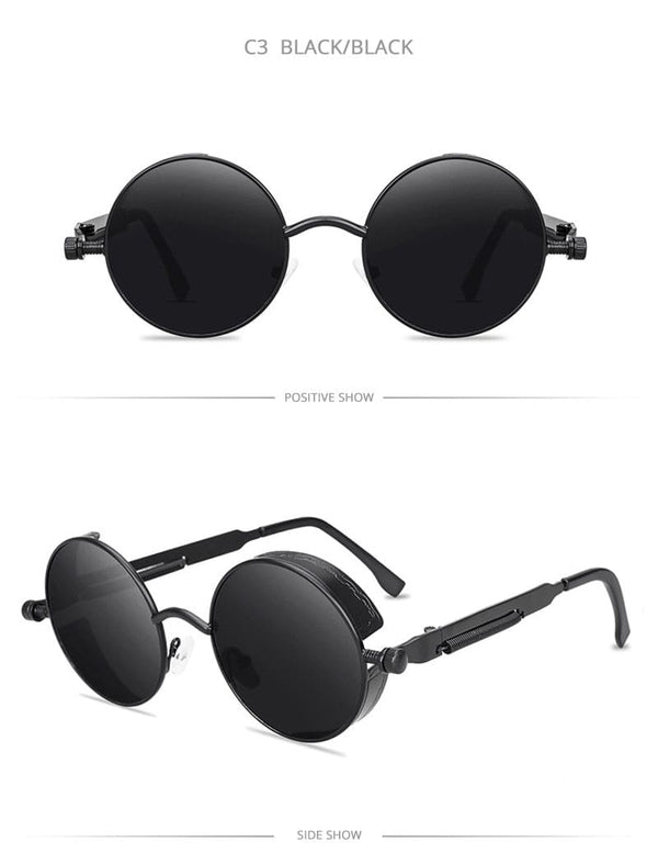 Planet Gates Classic Steampunk Sunglasses Men Women Retro Gothic Round Male's Glasses Fashion Metal Driving Goggle UV400
