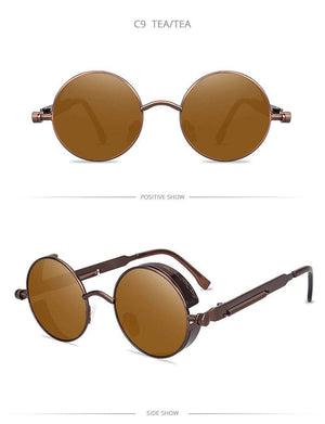 Planet Gates Classic Steampunk Sunglasses Men Women Retro Gothic Round Male's Glasses Fashion Metal Driving Goggle UV400