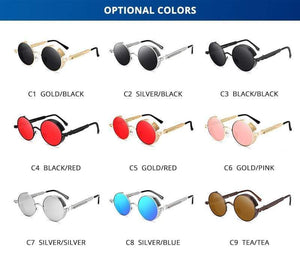Planet Gates Classic Steampunk Sunglasses Men Women Retro Gothic Round Male's Glasses Fashion Metal Driving Goggle UV400