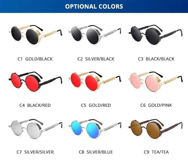 Planet Gates Classic Steampunk Sunglasses Men Women Retro Gothic Round Male's Glasses Fashion Metal Driving Goggle UV400