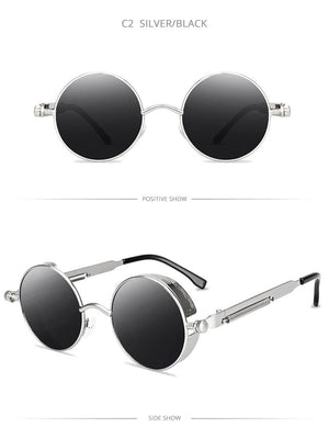 Planet Gates Classic Steampunk Sunglasses Men Women Retro Gothic Round Male's Glasses Fashion Metal Driving Goggle UV400