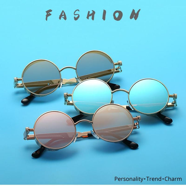 Planet Gates Classic Steampunk Sunglasses Men Women Retro Gothic Round Male's Glasses Fashion Metal Driving Goggle UV400
