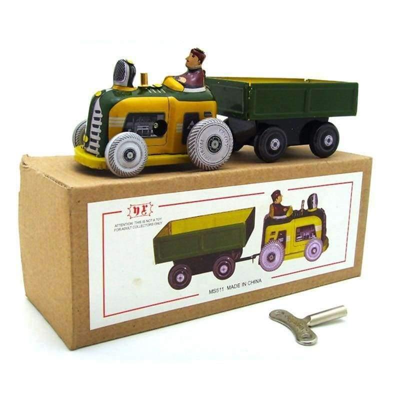 Planet Gates Classic Vintage Clockwork Tractor Nostalgic Wind Up Children Kids Tin Toys With Key Fun Toys Gift For Children