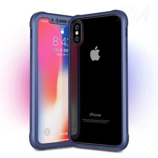 Planet Gates Clear Blue / For iphone 6 6s H&A Luxury 360 Full Coverage Phone Case For iPhone 7 8 Plus 6 6s Plus X 10 Tempered glass Silicone Cover For iPhone X PC Cases