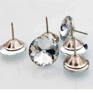 Planet Gates Clear Crystal / 20mm 20pcs 20Pcs Diamond Pattern Crystal Upholstery Nail Button Tacks Studs Pins 20/25/30mm Dia Sofa Wall Decoration Furniture Accessory