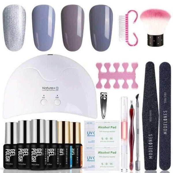 Planet Gates Clear DIY Nail Art Practice Nail Gel Tools Set Nature+16W Led Lamp Nail Dryer Soak Off 3 Colors UV Gel Base Top Coat In Set