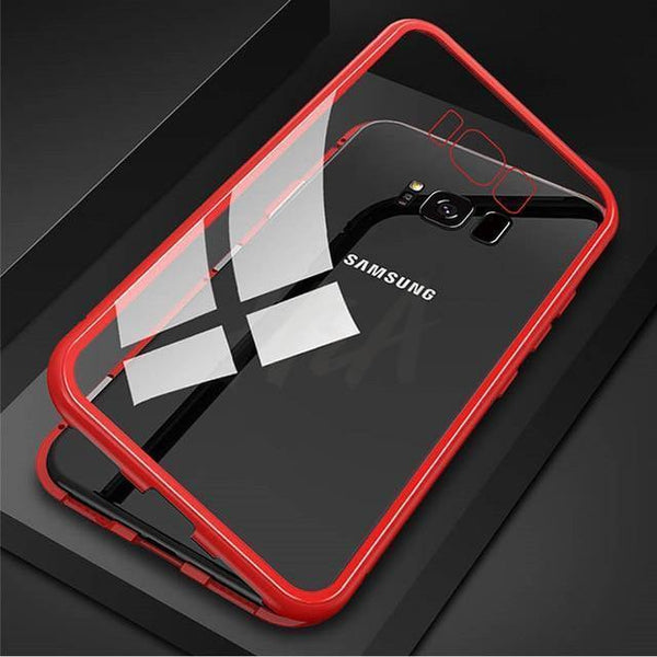 Planet Gates Clear-Red / For Galaxy S7 H&A 360 Magnetic Adsorption Phone Case for For Samsung Galaxy S9 S8 Plus S7 Edge Tempered Glass Back Magnet Cover Note 9 8 Case