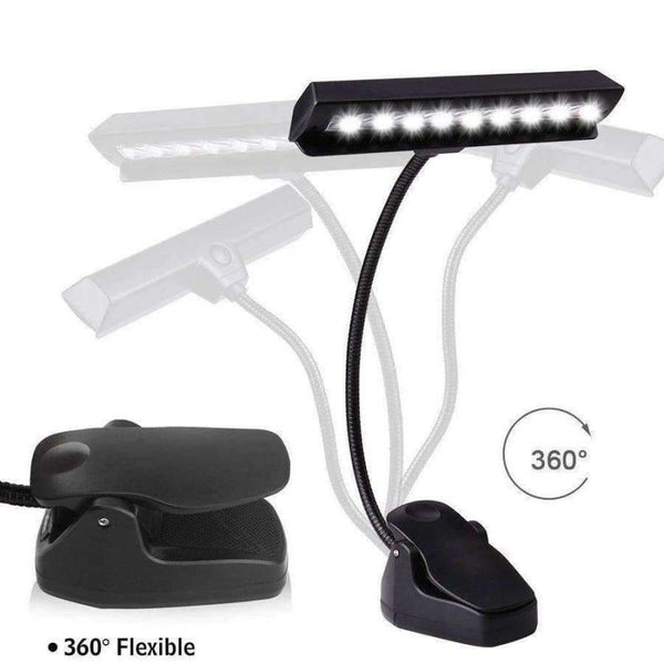 Planet Gates Clip on Book Light, Rechargeable Reading Light, Music Stand Light with Flexible Neck, Battery Operated Bed Lamp, 3 Brightness