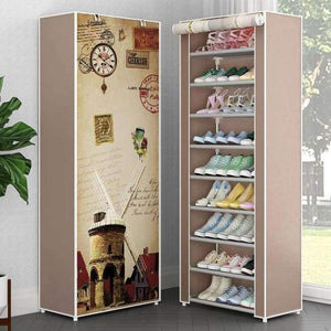 Planet Gates Clock 10L / China Simple Multi-Layer Shoe Rack Oxford Cloth Galvanized Tube Assembled Storage Cabinet Dorm Shoes Shelf Closet for Home Furniture