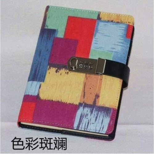 Planet Gates Cloth cover Colorful / A5 Creative A5 PU leather notebook lock logo name custom writing pads binder password school diary supplies