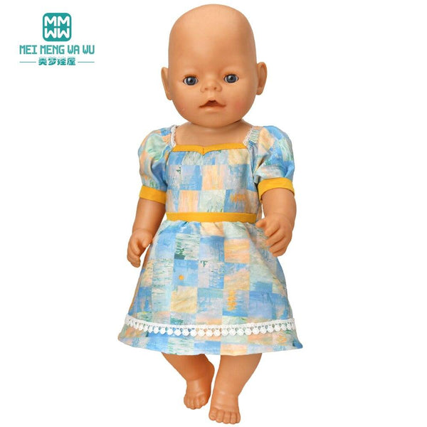 Planet Gates Clothes for doll Bow dress fit 18inch 43-45cm Baby Toy new born doll and American doll accessories