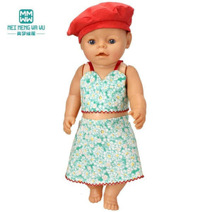 Planet Gates Clothes for doll Bow dress fit 18inch 43-45cm Baby Toy new born doll and American doll accessories