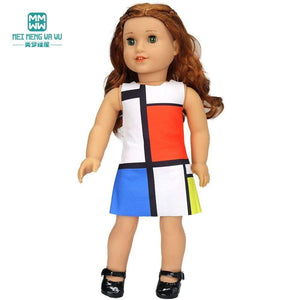 Planet Gates Clothes for doll Bow dress fit 18inch 43-45cm Baby Toy new born doll and American doll accessories