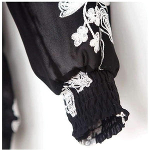 Planet Gates clothing set / 8 Kids Fashion Girls Clothing Sets 2 pcs White Lace Blouse Top & Black Flowers Pants Set for Teenage Girls Clothes Set