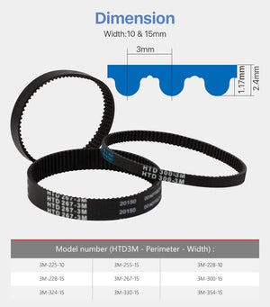 Planet Gates Cloudray HTD 3M Closed Loop Belt Rubber Timing Belt Various Transmission for CO2 Laser Engraving Cutting Machine / 3D Printer