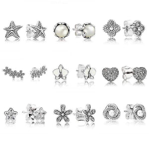 Planet Gates Clusters  White Orchid 925 Sterling Silver Earrings Studs For Women Wedding Party Gift DIY Europe Jewelry