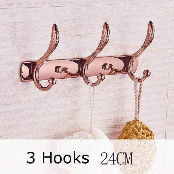 Planet Gates Coat Rail - 3 Hooks Gold Bathroom Accessories Brass Wall Mounted Toilet Brush Paper Towel Holder Rack Glass Shelf Bath Hardware Set