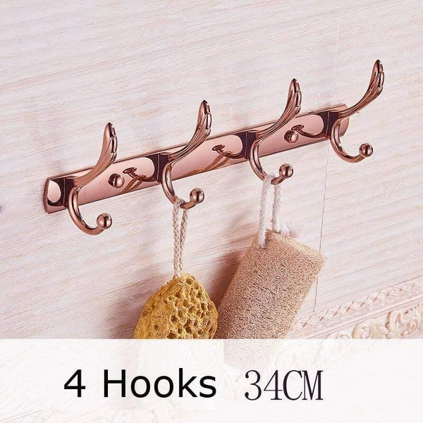 Planet Gates Coat Rail - 4 Hooks Gold Bathroom Accessories Brass Wall Mounted Toilet Brush Paper Towel Holder Rack Glass Shelf Bath Hardware Set