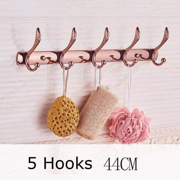 Planet Gates Coat Rail - 5 Hooks Gold Bathroom Accessories Brass Wall Mounted Toilet Brush Paper Towel Holder Rack Glass Shelf Bath Hardware Set