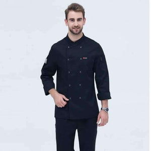 Planet Gates Coat1 / One Size Black Long Sleeve Master Cook Work Uniforms Restaurant Hotel BBQ Kitchen High Quality Workwear Clothing Food Service Chef Tops