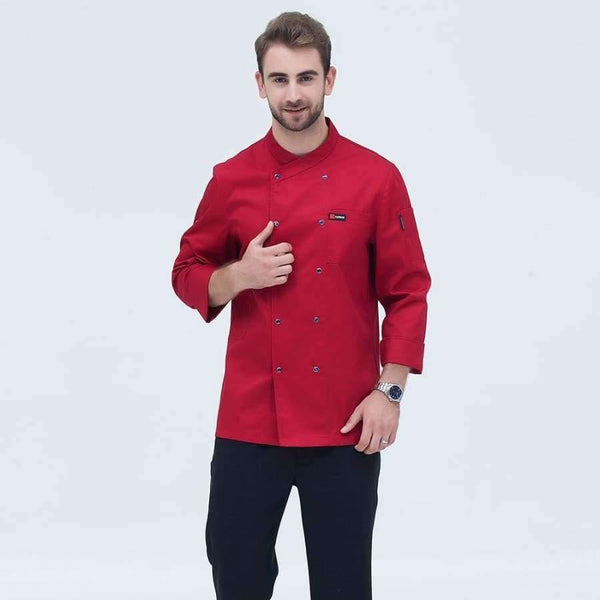 Planet Gates Coat1 / One Size Black Long Sleeve Master Cook Work Uniforms Restaurant Hotel BBQ Kitchen High Quality Workwear Clothing Food Service Chef Tops