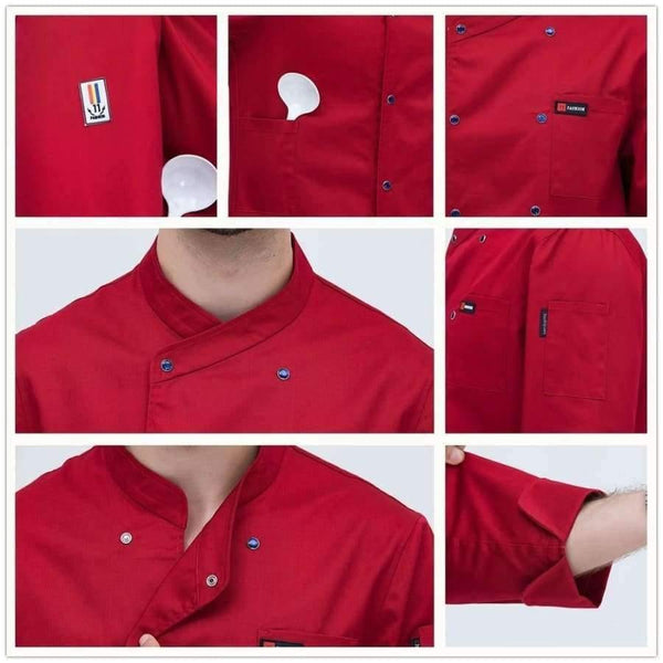 Planet Gates Coat1 / One Size Black Long Sleeve Master Cook Work Uniforms Restaurant Hotel BBQ Kitchen High Quality Workwear Clothing Food Service Chef Tops