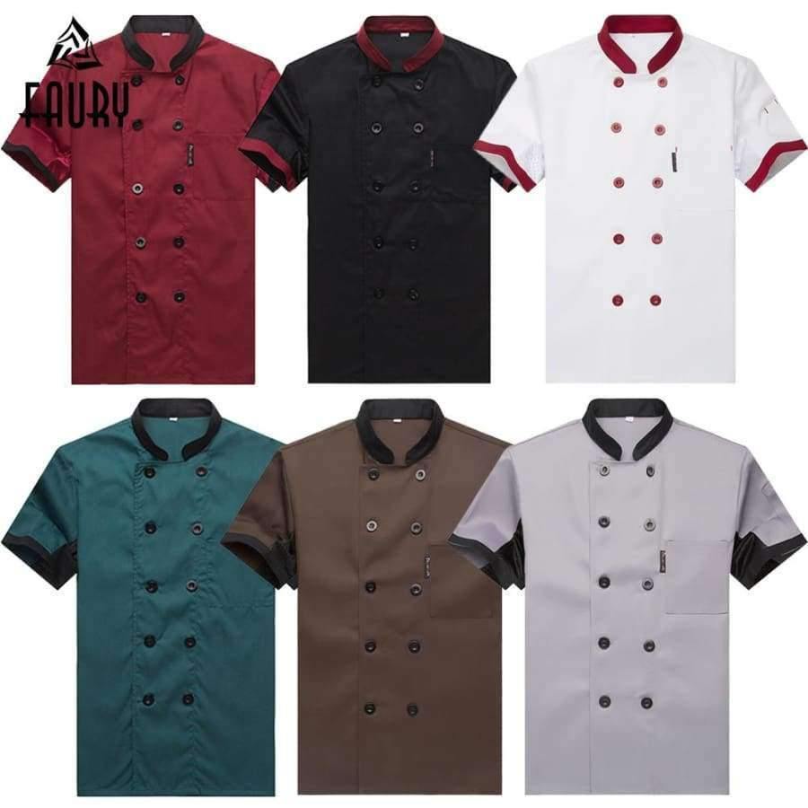 Planet Gates coat2 / XL Breathable Mesh Patchwork Short Sleeve Check Kitchen Cooking Uniforms Catering Hotel Restaurant Waiter Work Clothing Overalls