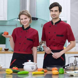 Planet Gates coat2 / XL Men Women Restaurant Hotal Food Service Chef Waiter Bakery Cafe Work Uniforms Short Sleeve Mesh Patchwork Back Tops Overalls 3XL