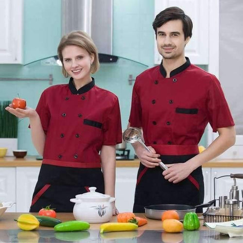 Planet Gates coat2 / XL Men Women Restaurant Hotal Food Service Chef Waiter Bakery Cafe Work Uniforms Short Sleeve Mesh Patchwork Back Tops Overalls 3XL