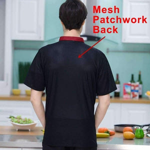 Planet Gates coat2 / XL Men Women Restaurant Hotal Food Service Chef Waiter Bakery Cafe Work Uniforms Short Sleeve Mesh Patchwork Back Tops Overalls 3XL