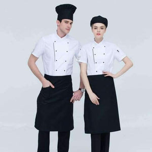 Planet Gates coat3 / One Size Unisex Restaurant Chef Coats Short Sleeve Summer Casual Double Breasted Kitchen Cooking Work Wear Hotel Waiter Uniforms Jackets