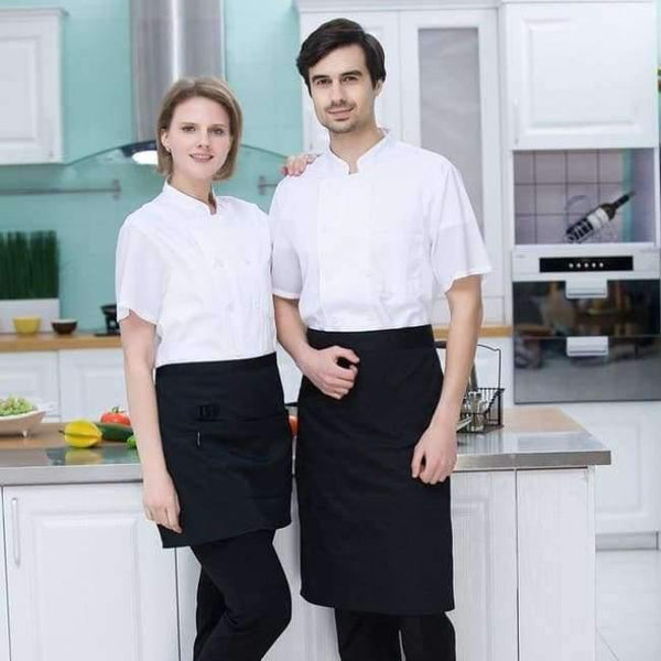 Planet Gates coat3 / XL Men Women Restaurant Hotal Food Service Chef Waiter Bakery Cafe Work Uniforms Short Sleeve Mesh Patchwork Back Tops Overalls 3XL