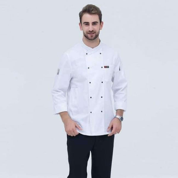 Planet Gates Coat4 / One Size Black Long Sleeve Master Cook Work Uniforms Restaurant Hotel BBQ Kitchen High Quality Workwear Clothing Food Service Chef Tops