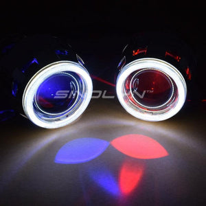 Planet Gates COB LED Angel Devil Eyes Bi xenon Lens Projector Headlight For Car Retrofit DIY W/ Daytime Running Lights 2.5'' H4 H7