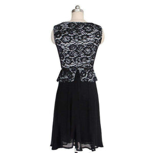 Planet Gates Cocktail Dress 2018 Elegant Fake Two Pieces Chiffon Lace Party Gown with Belt Sleeveless Knee Length vestido coctel