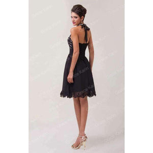 Planet Gates Cocktail Dress 2018 Grace Karin Halter Beaded Black Party Dresses robe de Cocktail Chiffon Short coctail Dress 6018