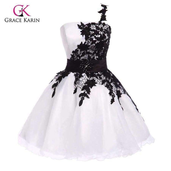 Planet Gates cocktail dresses 1 / 2 / China Cocktail Dresses 2018 Grace Karin elegant Black Lace One shoulder vestido knee length Party dresses robe de cocktail