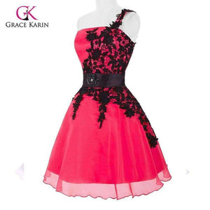 Cocktail Dresses 2018 Grace Karin elegant Black Lace One shoulder vestido knee length Party dresses robe de cocktail