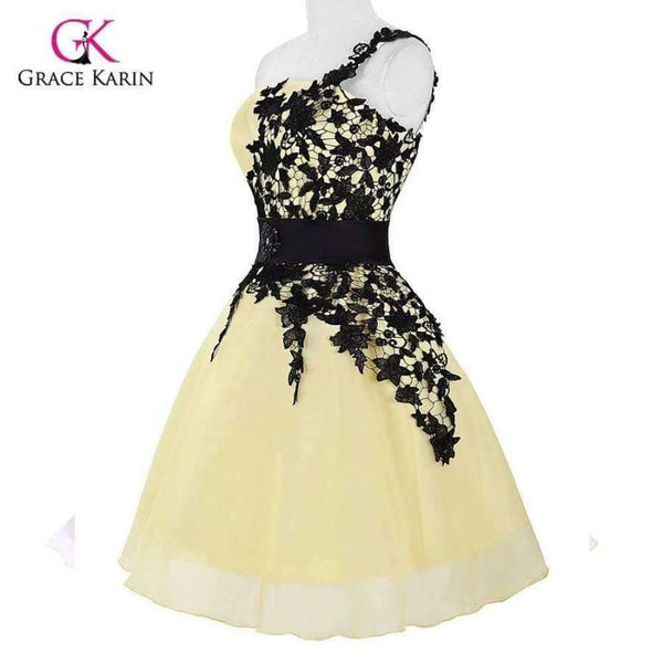 Planet Gates cocktail dresses 1 / 2 / China Cocktail Dresses 2018 Grace Karin elegant Black Lace One shoulder vestido knee length Party dresses robe de cocktail