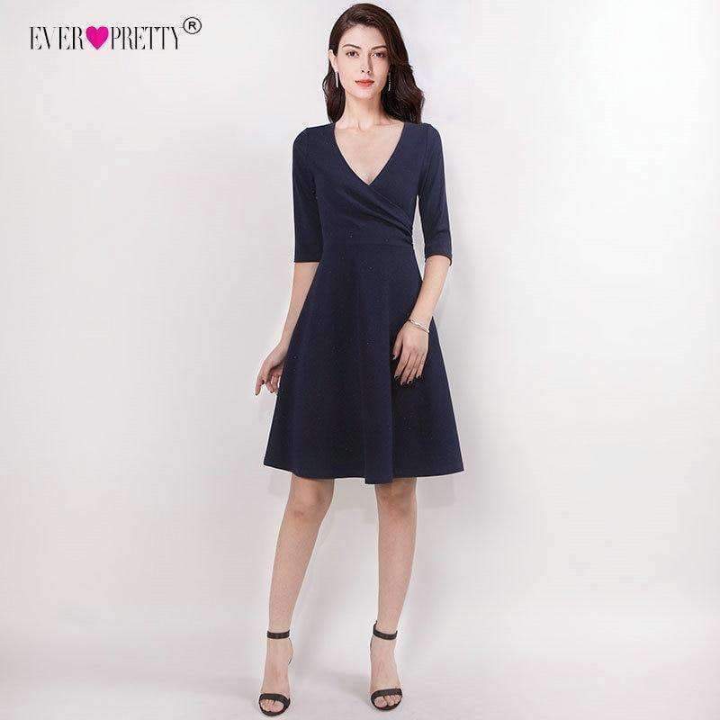 Planet Gates Cocktail Dresses 2018 Deep V-Neck Half Sleeves Short Party Gown EZ03047 Casual A-Line OL Women Vestido Fiesta Coctel