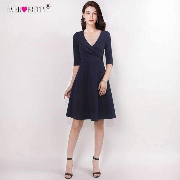 Planet Gates Cocktail Dresses 2018 Deep V-Neck Half Sleeves Short Party Gown EZ03047 Casual A-Line OL Women Vestido Fiesta Coctel