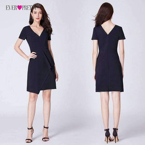 Planet Gates Cocktail Dresses 2018 Navy Blue Classic Short Sleeves V Neck AS03010NB Party Gowns Cheap OL Bodycon Dress Above Knee