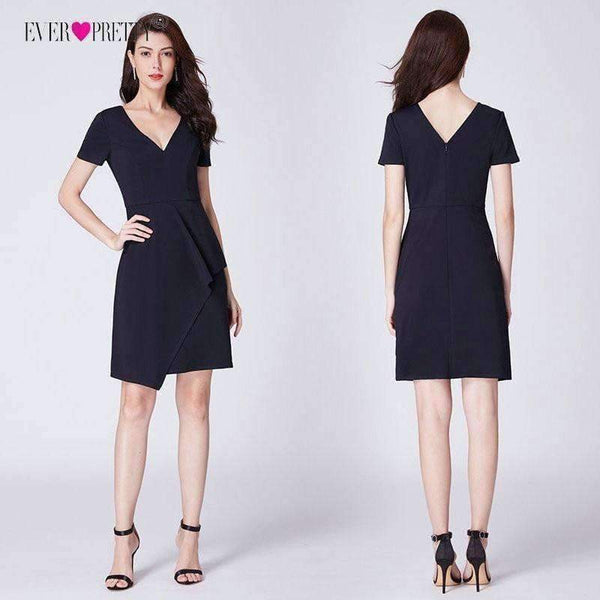Planet Gates Cocktail Dresses 2018 Navy Blue Classic Short Sleeves V Neck AS03010NB Party Gowns Cheap OL Bodycon Dress Above Knee