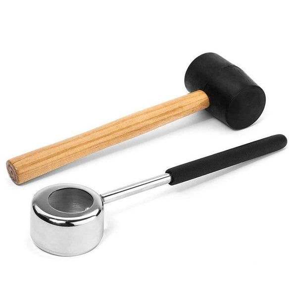 Planet Gates Coconut Opener Tool Set Food Grade 304 Stainless Steel Opener Coconut Meat Tool Wooden Handle Rubber Hammer Easy To Use Durable