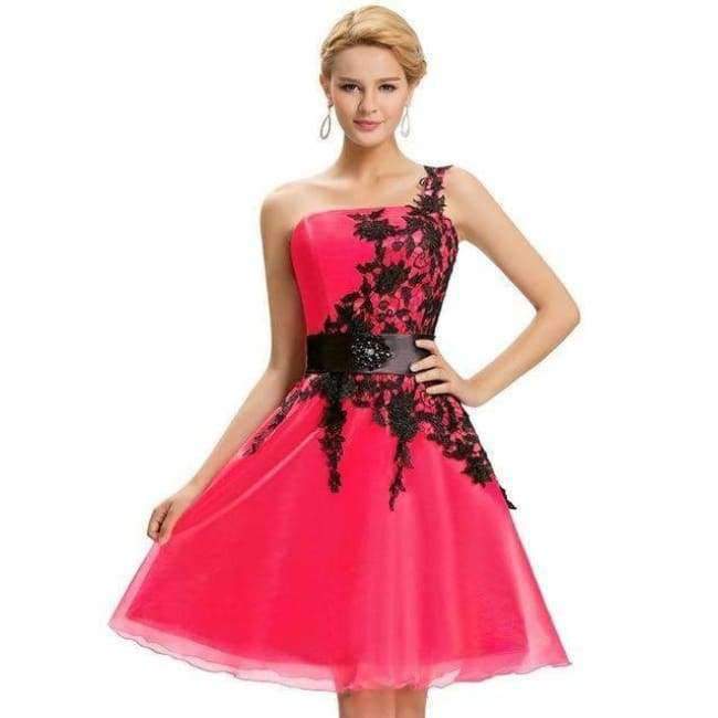 Planet Gates cocktail dresses 1 / 2 / China Cocktail Dresses 2018 Grace Karin elegant Black Lace One shoulder vestido knee length Party dresses robe de cocktail