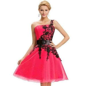 Planet Gates coctail dress 2 / 2 / China Cocktail Dresses 2018 Grace Karin elegant Black Lace One shoulder vestido knee length Party dresses robe de cocktail