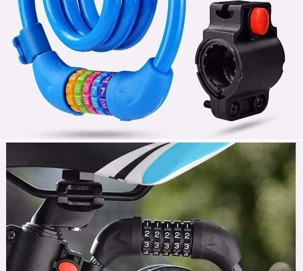 Planet Gates Code Lock Black Bicycle Lock Code Key Locks Bike Cycling Password Combination Security Steel Wire Locks Bicycle Accessories Multicolor