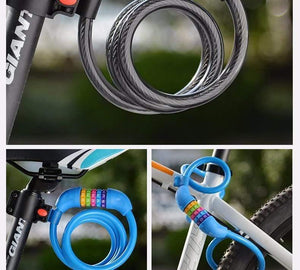 Planet Gates Code Lock Black Bicycle Lock Code Key Locks Bike Cycling Password Combination Security Steel Wire Locks Bicycle Accessories Multicolor