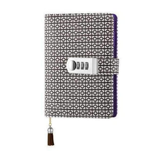 Planet Gates Coffe / 135 X 185 mm A6 name customize Korean lock leather notebook writing pads kawaii flower women girl gift loose leaf password lockable diary