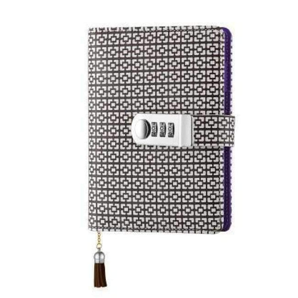 Planet Gates Coffe / 135 X 185 mm A6 name customize Korean lock leather notebook writing pads kawaii flower women girl gift loose leaf password lockable diary